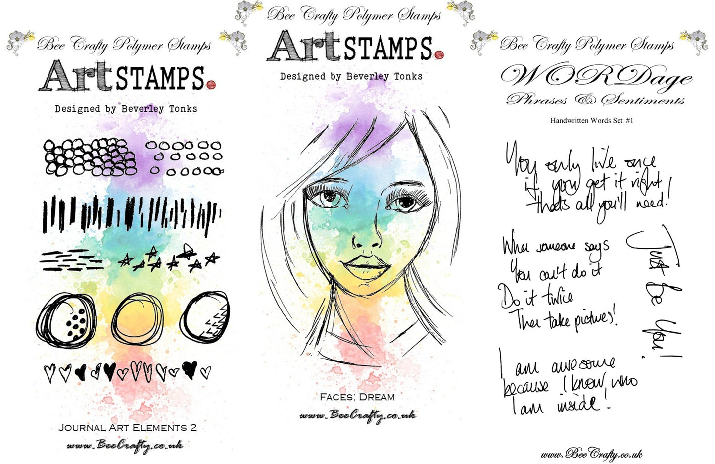 Bee Crafty Art Stamps: Faces Dream Bundle - 3 Stamp Sets