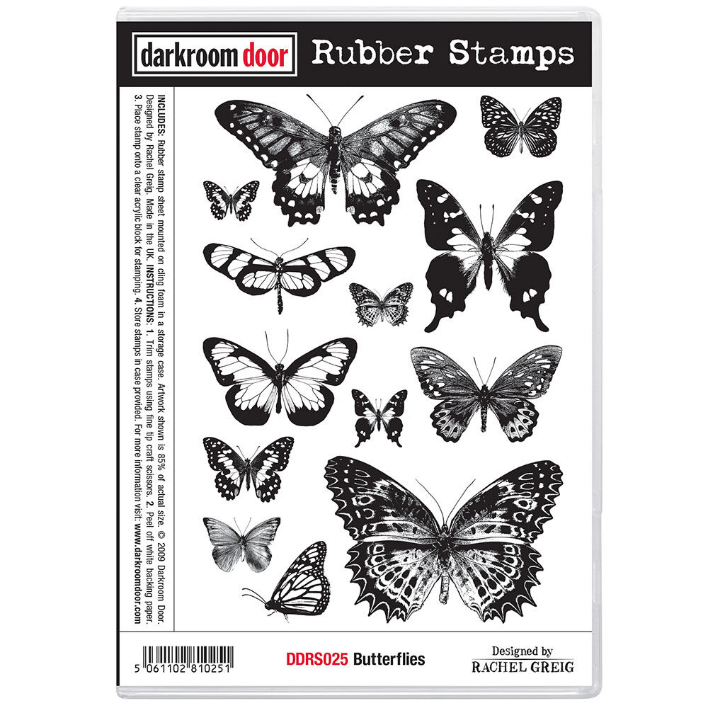 Darkroom Door Butterflies Rubber Stamp Set - 13 Stamps