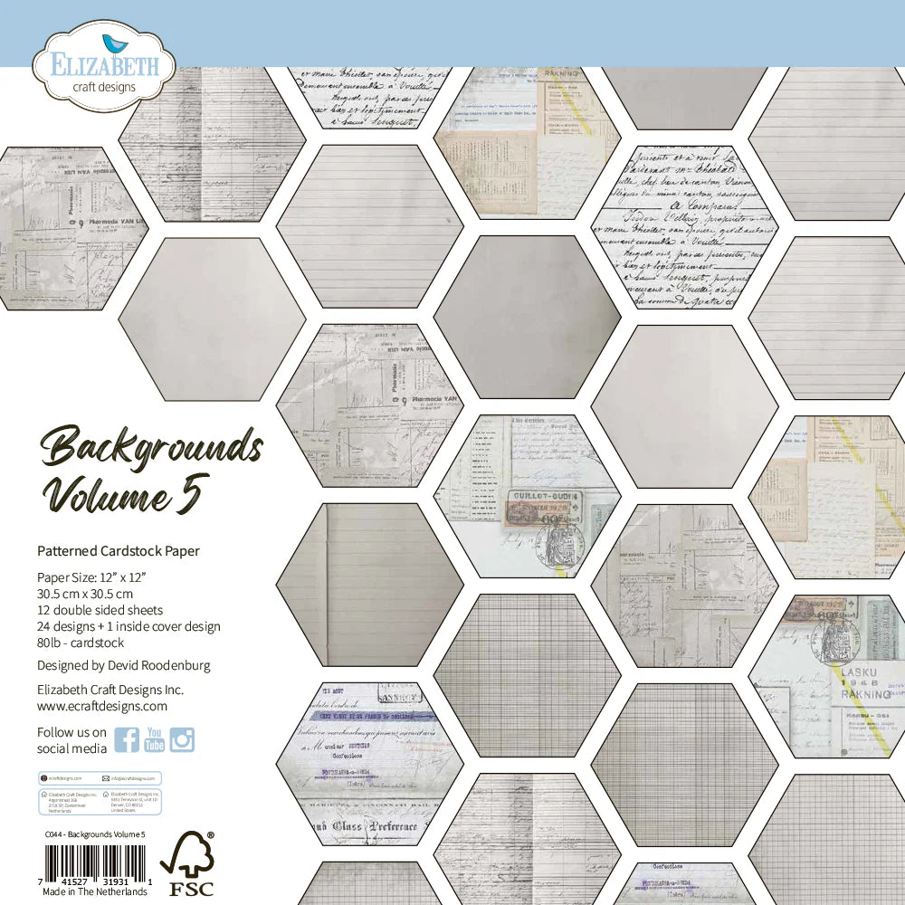 Elizabeth Craft Designs Backgrounds Volume 5 12" x 12" Paper Pack