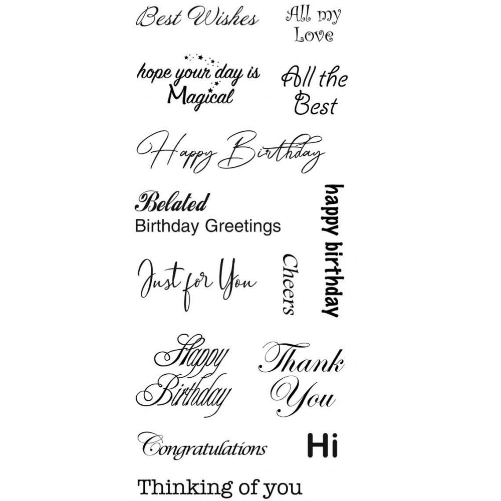 Stamp Addicts Birthday Sentiments Clear Stamp Set - 14 Stamps in Total