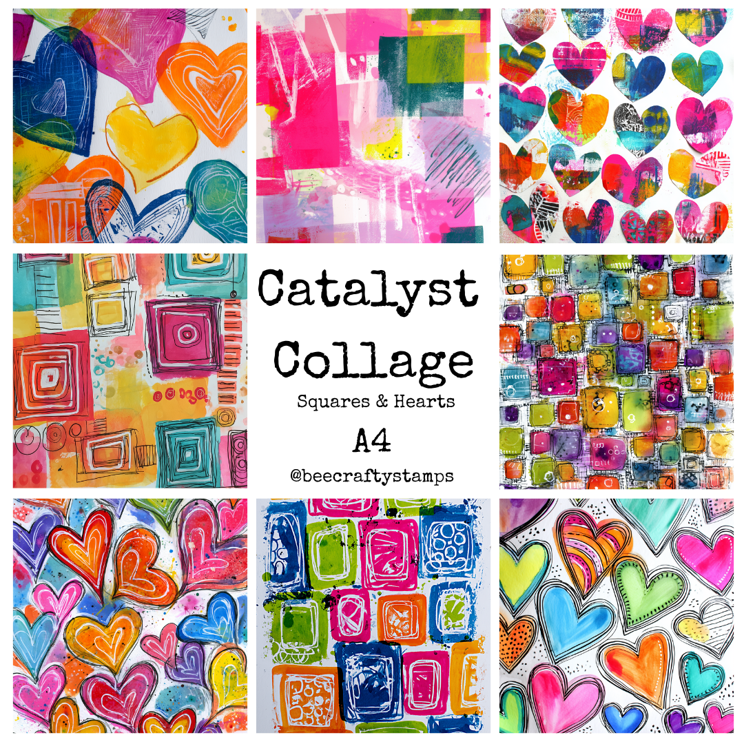 Bee Crafty Catalyst Collage A4 Squares & Hearts Papers