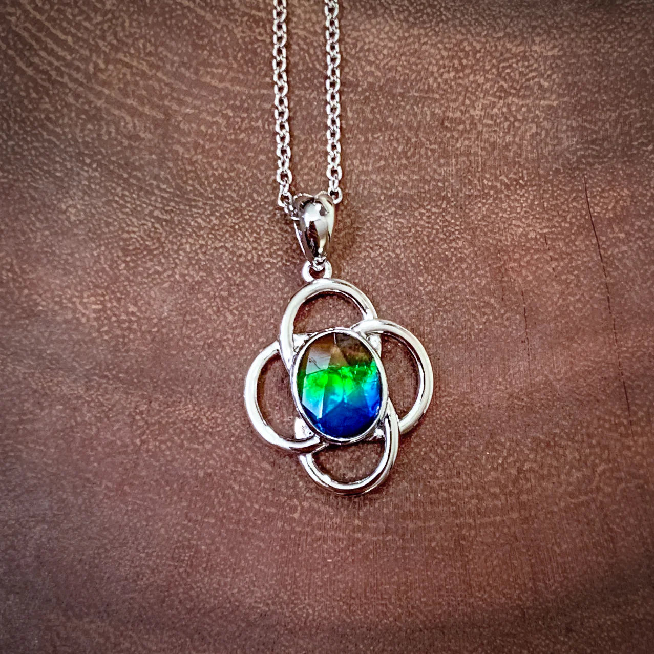 Canadian Ammolite Gems by Kenneth Bradley 'Fleur' Pendant