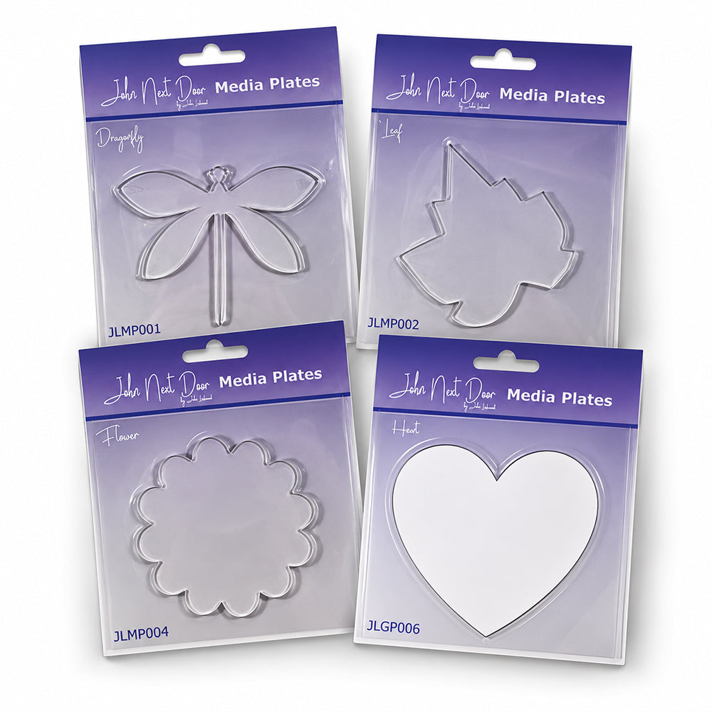 John Next Door Everyday Media Plate Shapes - Dragonfly, Leaf, Flower & Heart