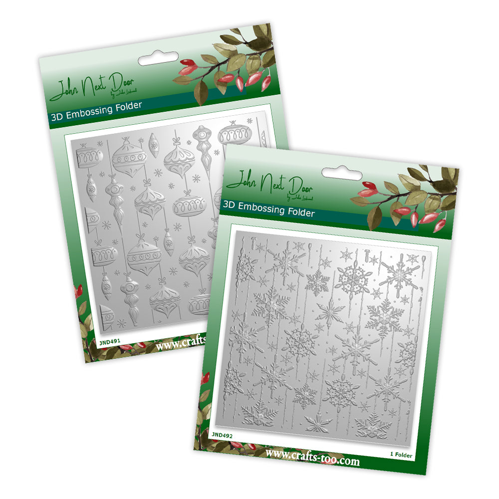 John Next Door BOGOF 3D Embossing Folders - Retro Baubles & Retro Snowflakes