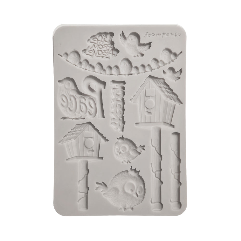 Stamperia Furry Friends 2 Birds A5 Silicone Mould