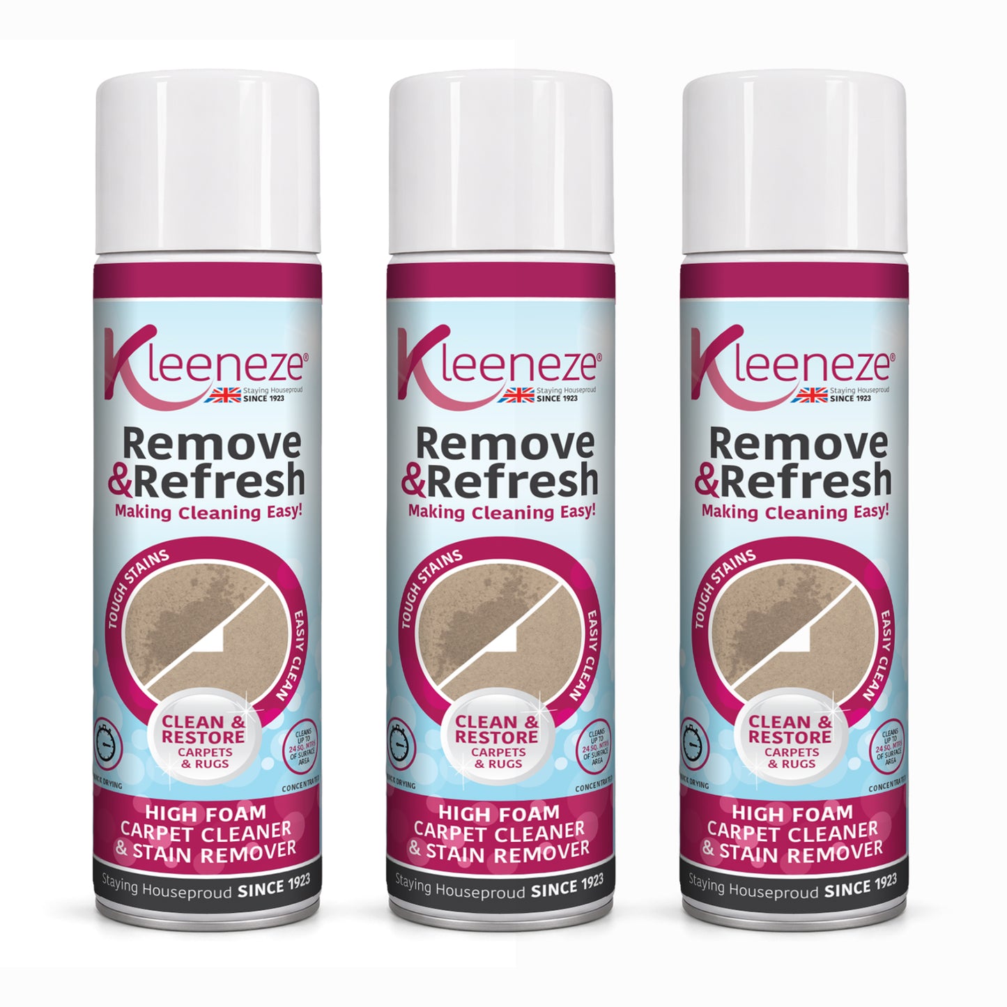 Kleeneze Pack of 3 High Foam Cleaner & Stain Remover Spray