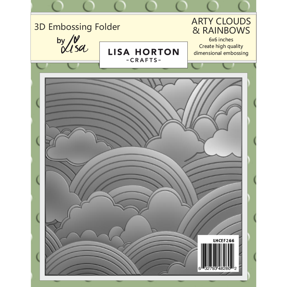Lisa Horton Crafts Arty Clouds and Rainbows 6" x 6" 3D Embossing Folder
