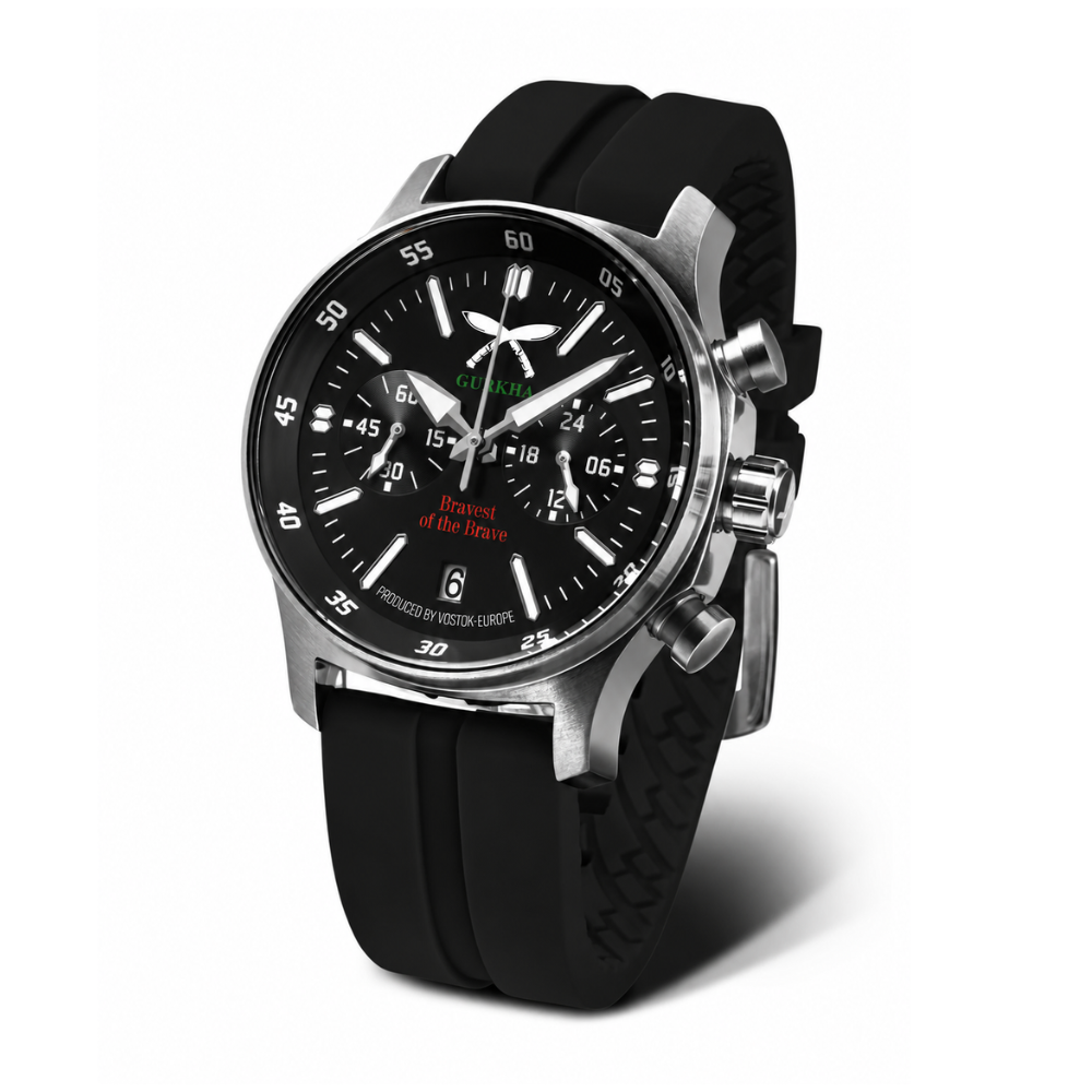 Vostok Europe Gurkha VK64-592A426 Limited Edition Chronograph - Black Silicone