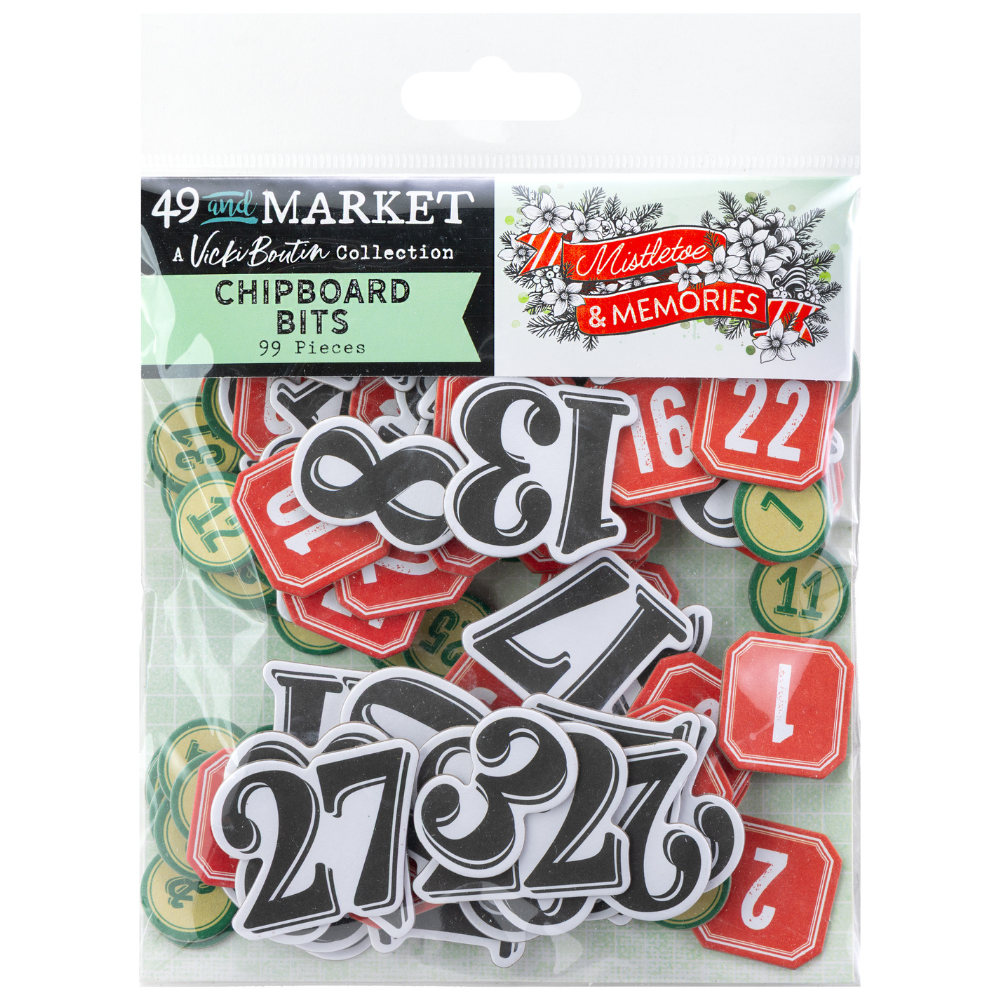 49 & Market Mistletoe and Memories Chipboard Set Bits