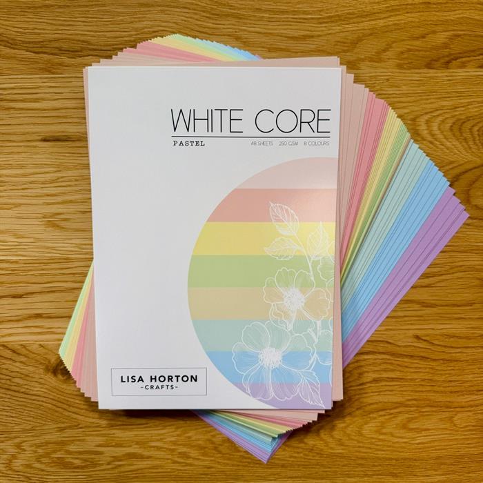 Lisa Horton Crafts Pack of 48 Sheets of White Core Pastel Cardstock - 250GSM