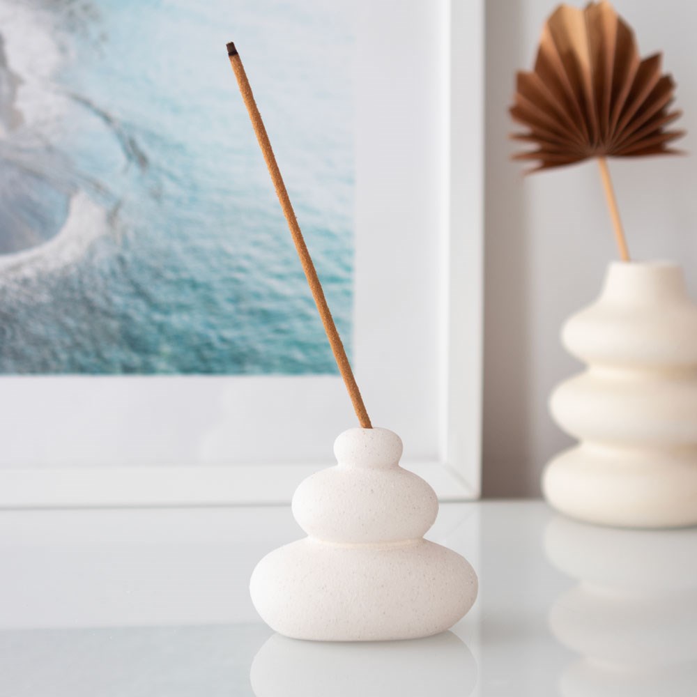Something Different Cream Speckle Balancing Stones Incense Stick Holder