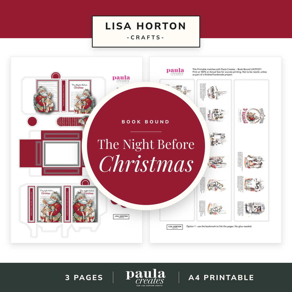 Paula Creates The Night Before Christmas A4 Printable Downloads for Paula Creates Book and Match Box