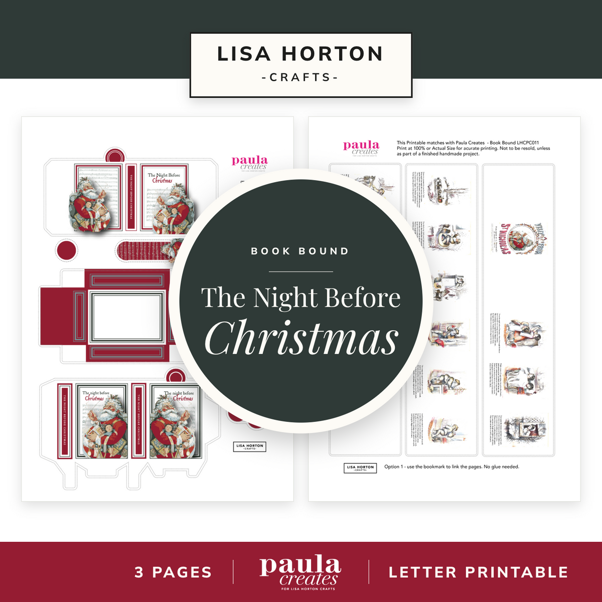 Paula Creates The Night Before Christmas Letter Size Printable Downloads for Paula Creates Book and Match Box