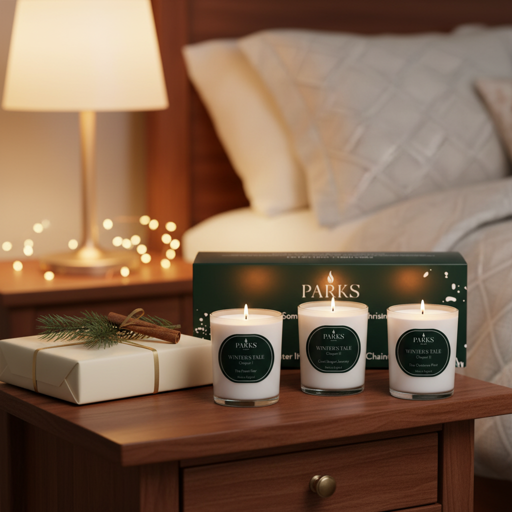 Parks London set of 3 Winters Tale 90gm Glass Votive Wax Candles - Gift Set 1