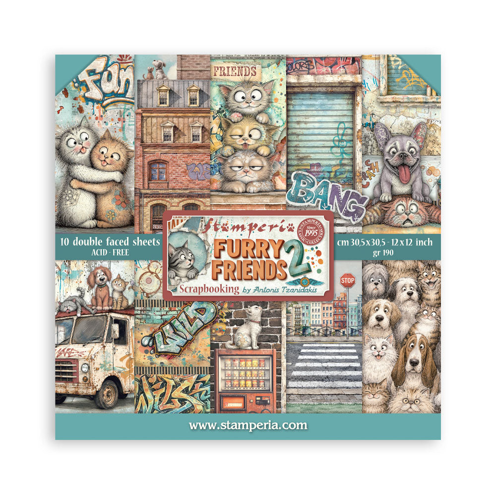 Stamperia Furry Friends 2 12" × 12" Double Sided Pad