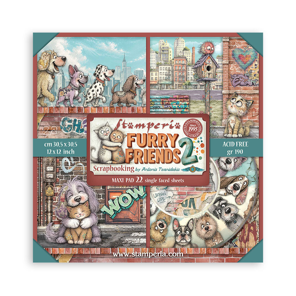 Stamperia Furry Friends 2 12" × 12" Single Faced Pad