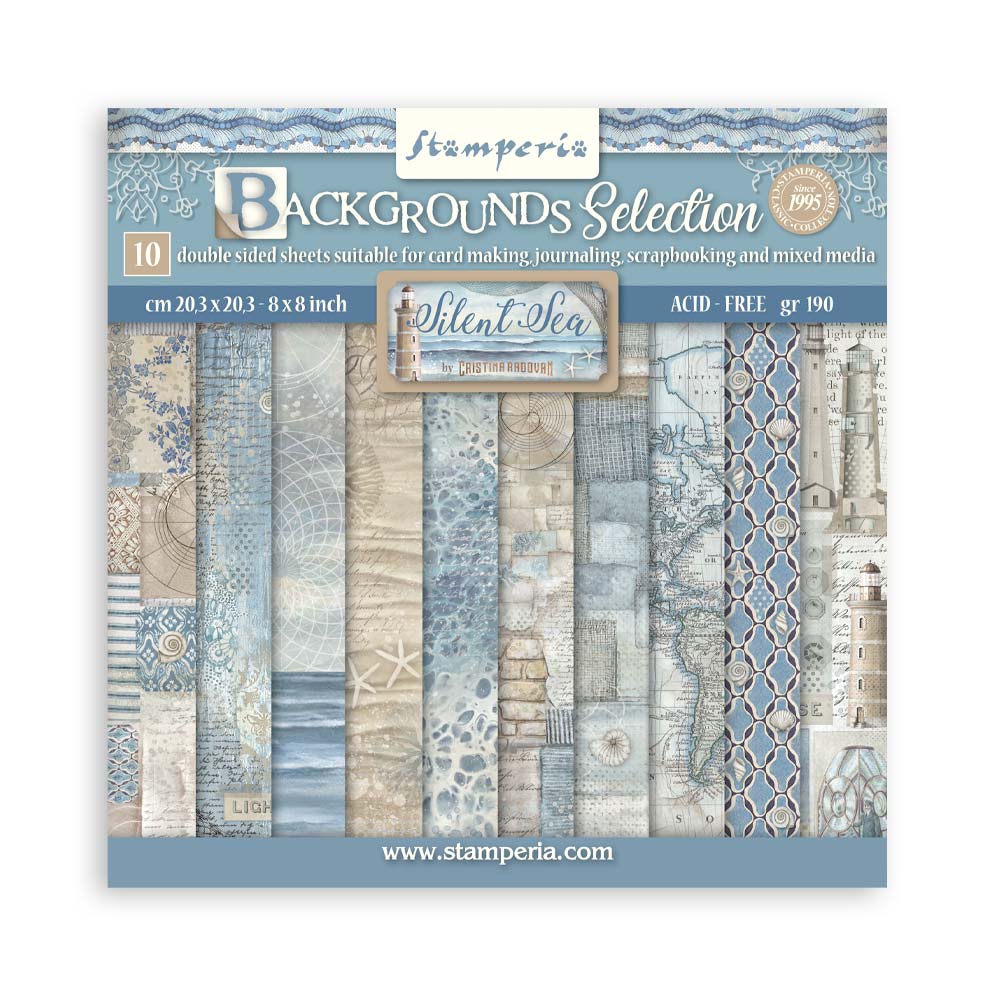 Stamperia Silent Sea 8"x8" Backgrounds Pad
