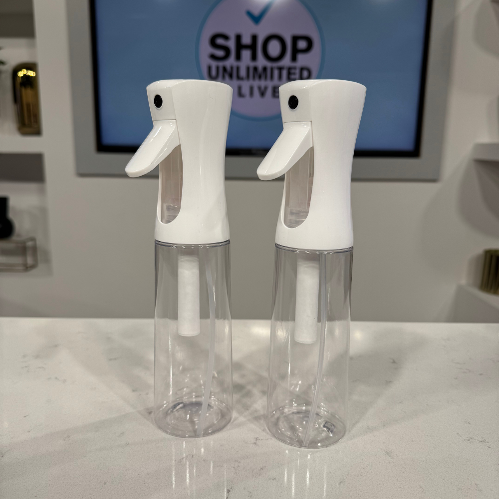 Pack of 2 Continuous Spray Bottles 300ml – Fine Mist for Beauty, Hairdressing & Crafting