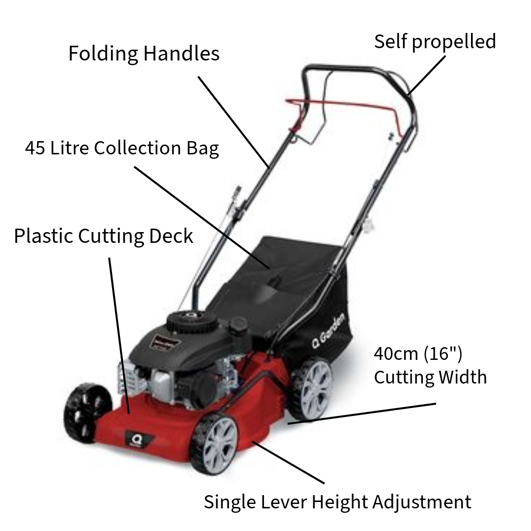 Q Garden QG40-145SP 40cm 141cc Self Propelled Petrol Lawn Mower