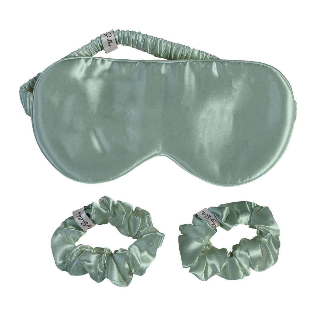 Silky Silks Mulberry Silk Gift Set of Eye Mask & 2 Hair Scrunchies