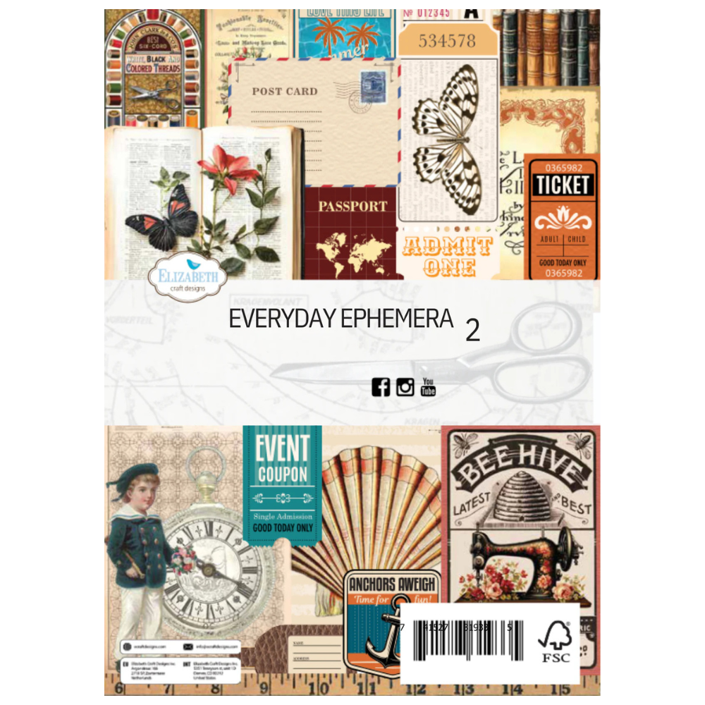 Elizabeth Craft Designs Rest & Relaxation Designer Paper Pack and Ephemera 2 Bundle