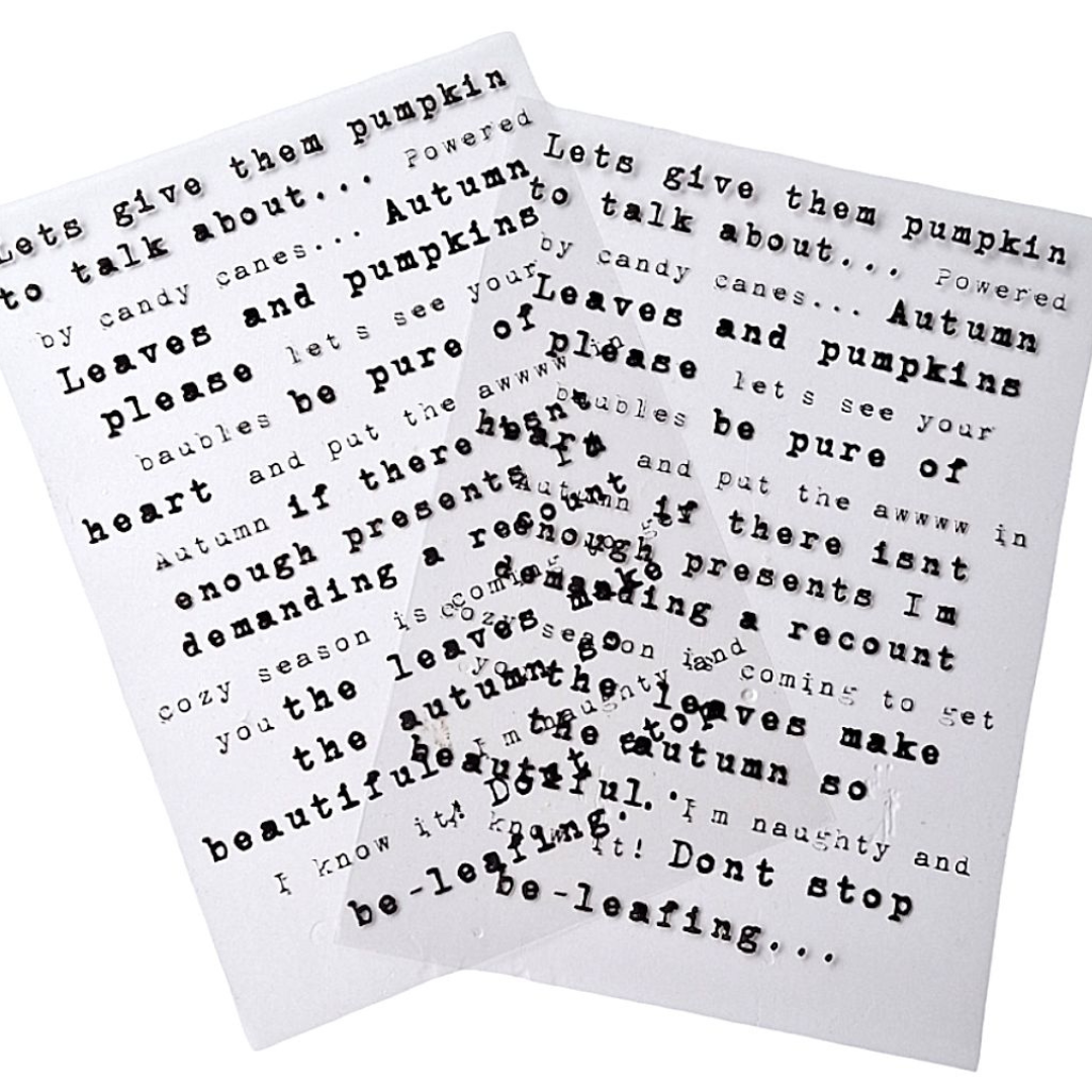 Bee Crafty Transparency Prints A5 - Autumn/Winter Words Black on Clear