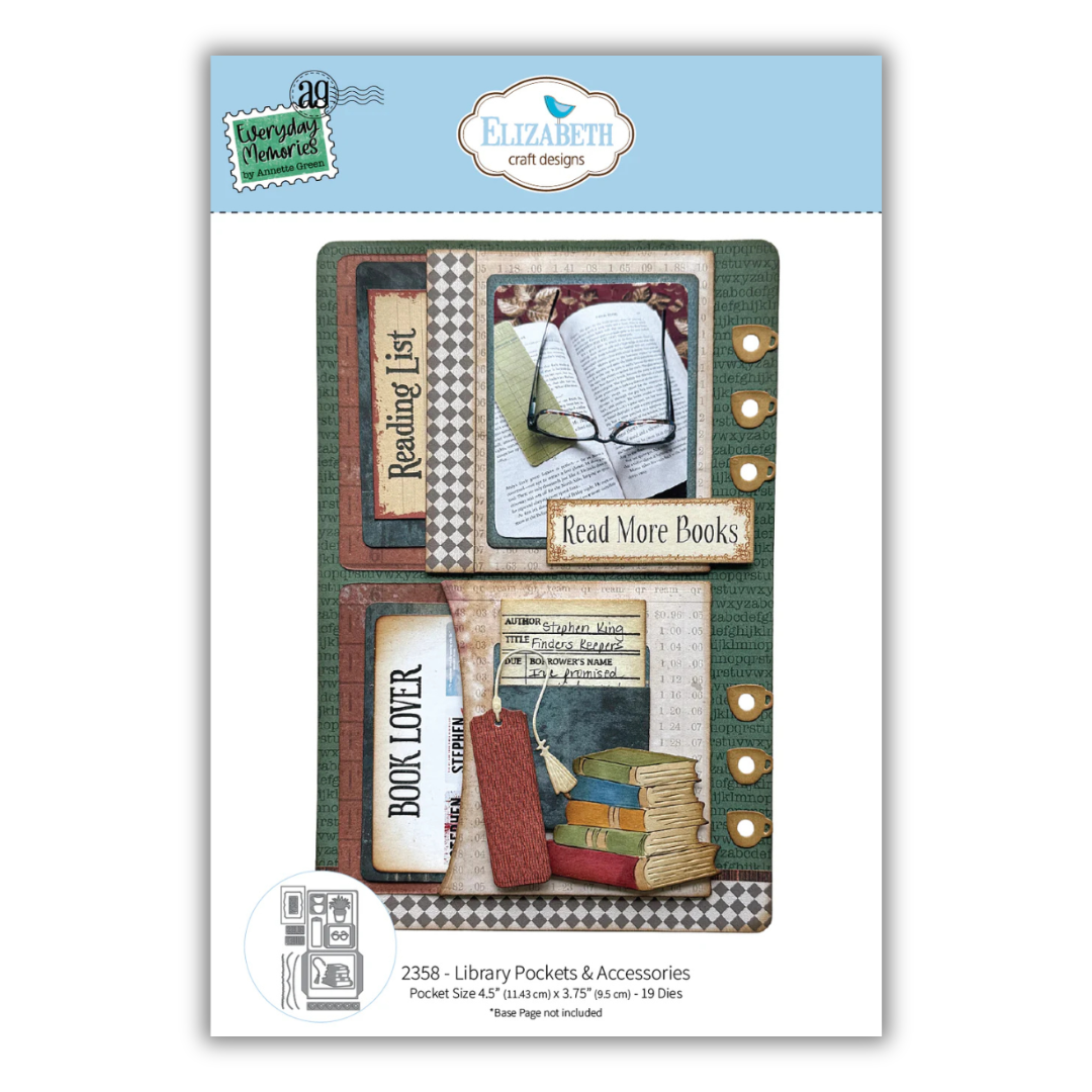 Elizabeth Craft Designs Library Pockets & Accessories Die Set - 17 Dies