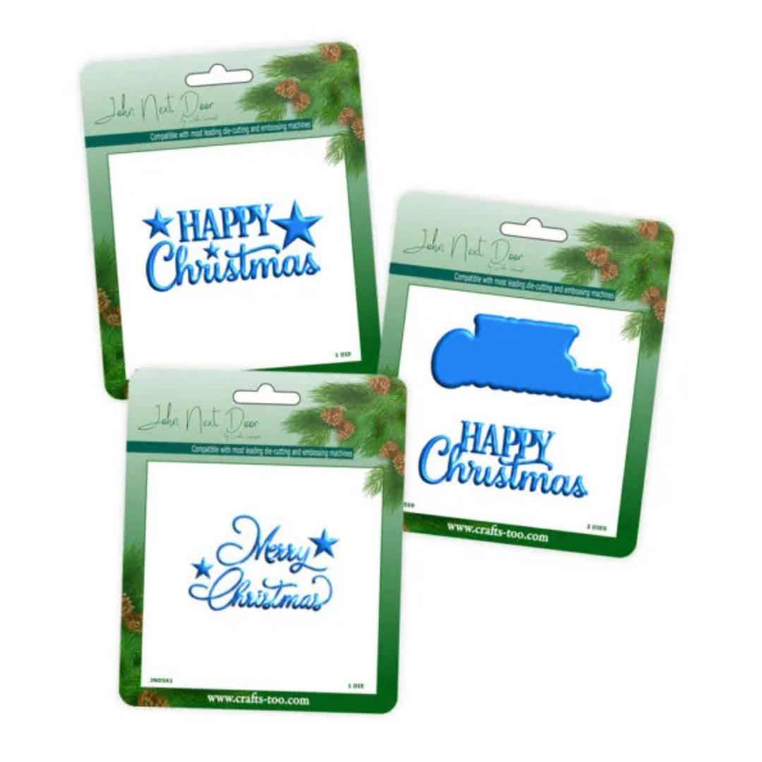 John Next Door HALF PRICE Christmas Sentiments - Bold Happy, Swirl Happy & Swirl Merry