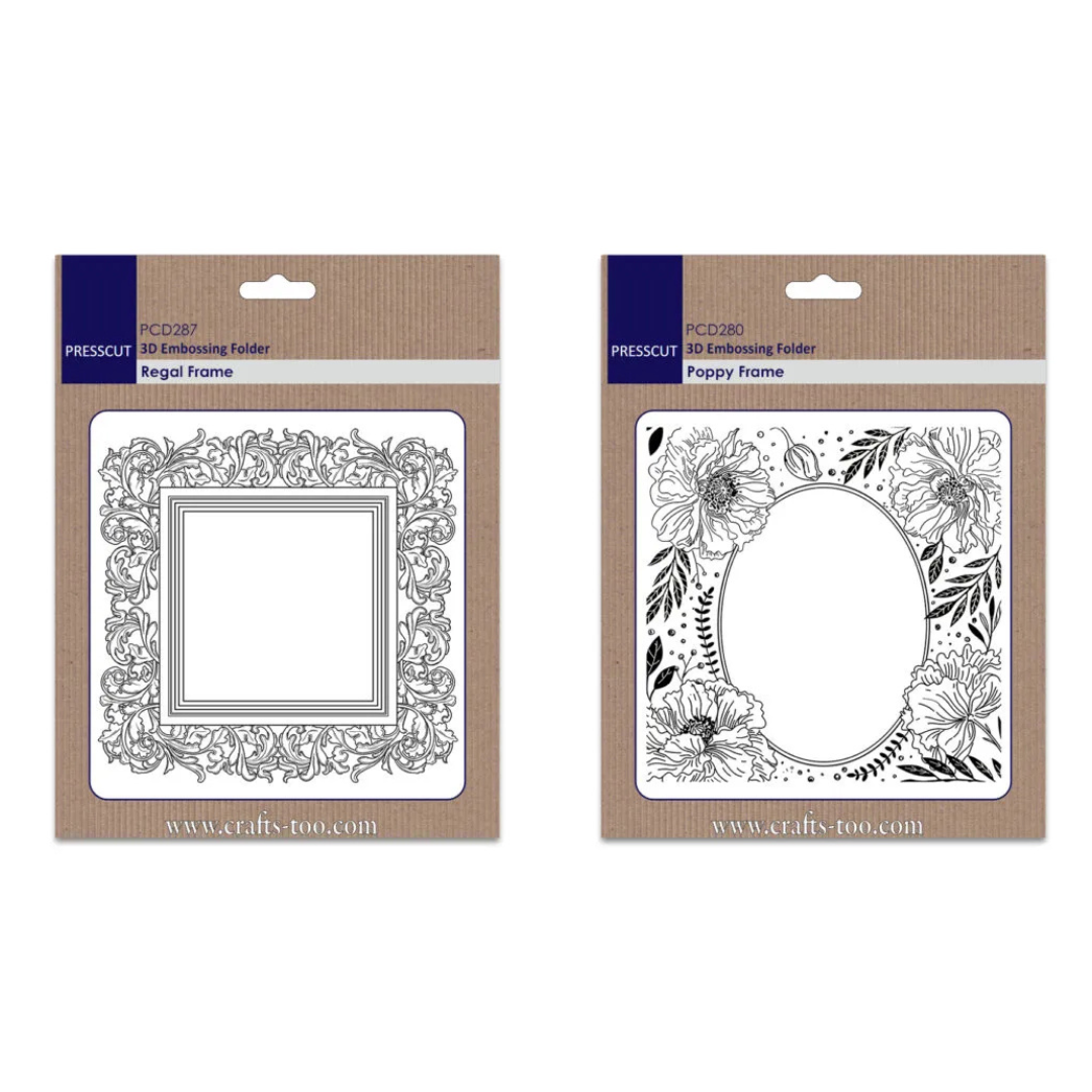 Press Cut 3D Embossing Folder BOGOF - Poppy Frame & Regal Frame