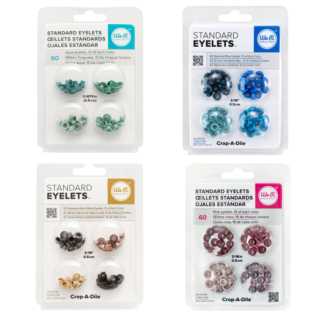 We R Eyelets Standard 60 Pack - Aqua, Blue, Pink & Warm Metal - Total 240 Pieces