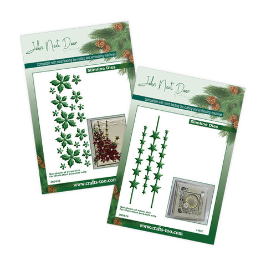 John Next Door Die Set - Slimline Poinsettia & Shooting Stars