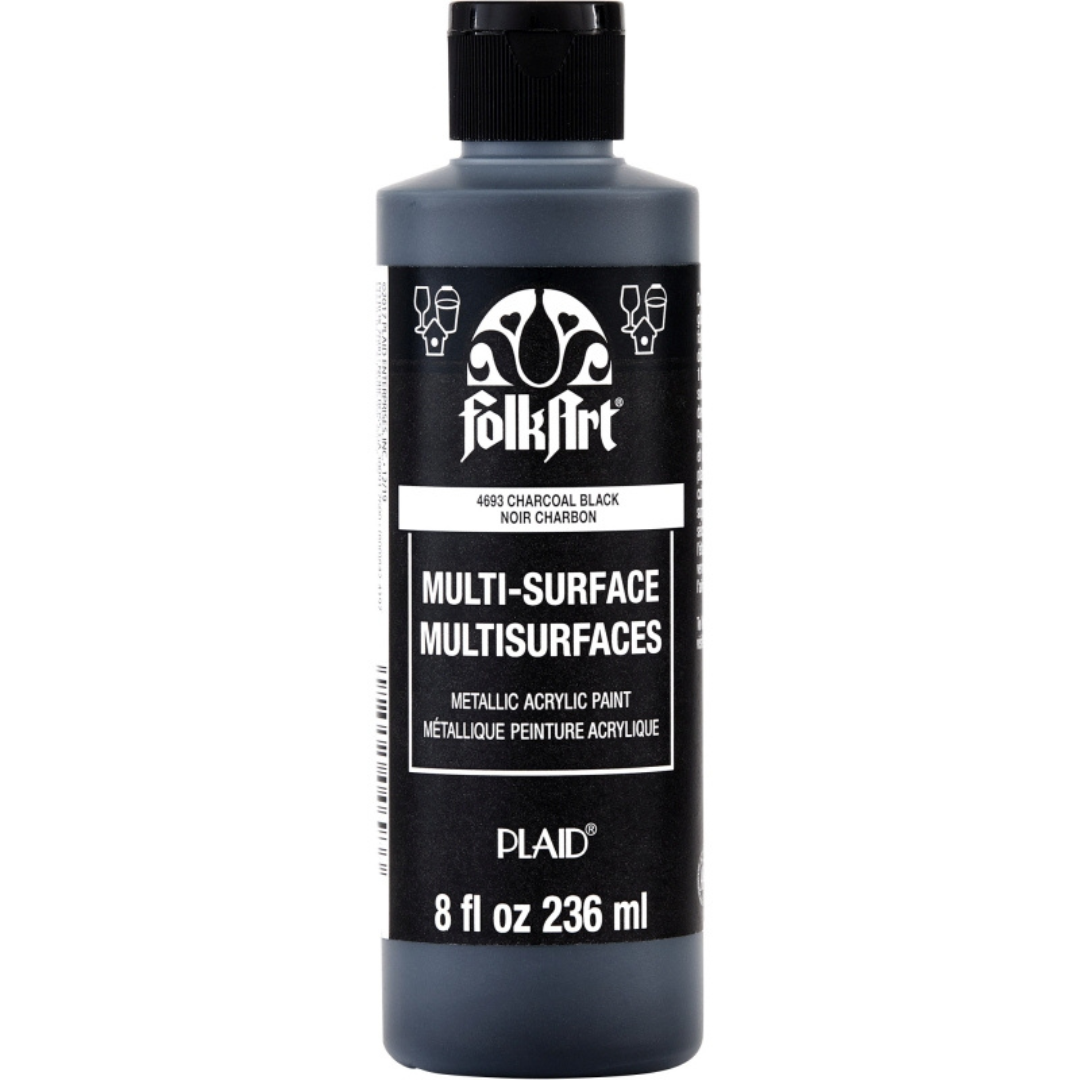 FolkArt Multi-Surface Metallic Charcoal Black Paint (8oz)