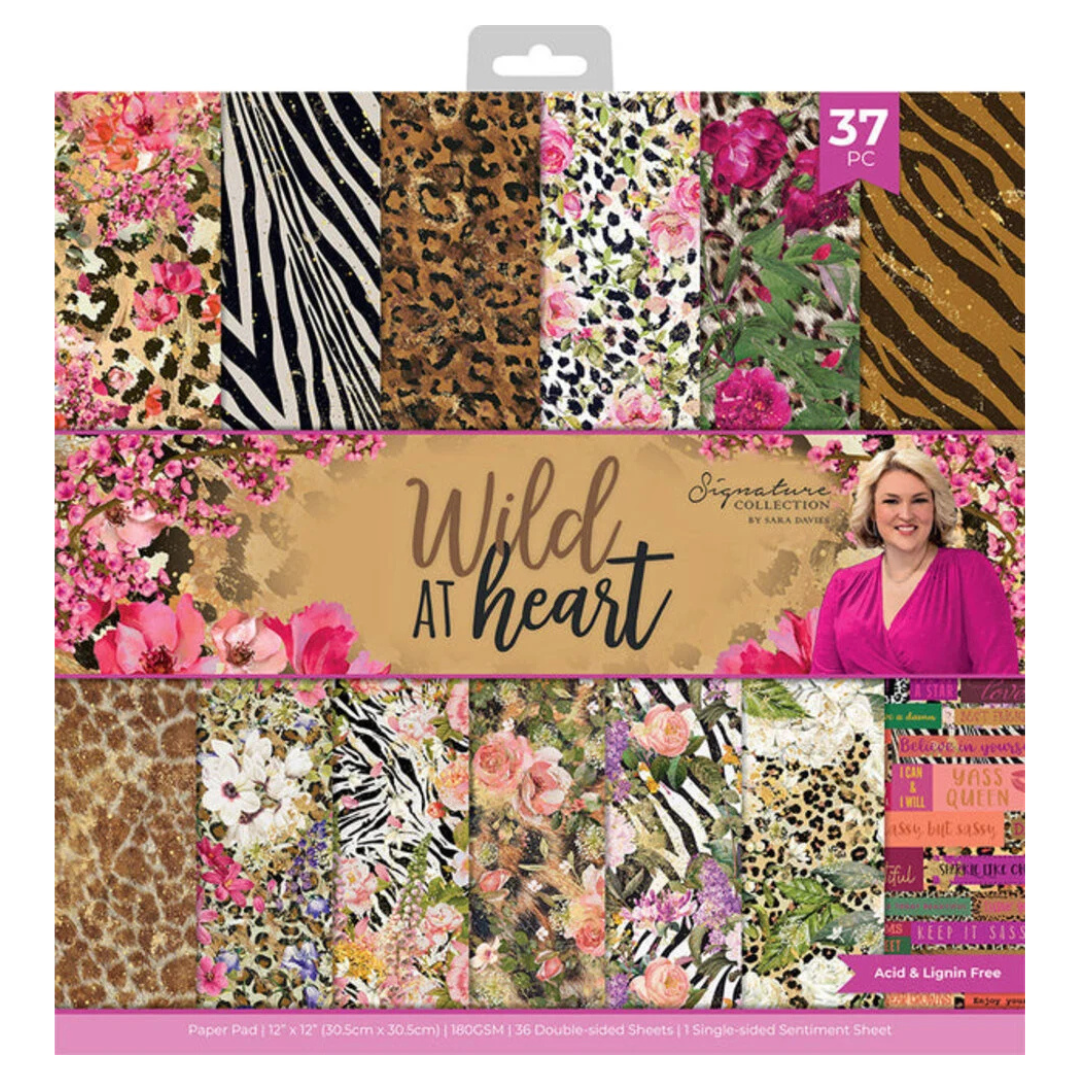 Crafters Companion Wild At Heart 12" x 12" Paper Pad - 37 Sheets
