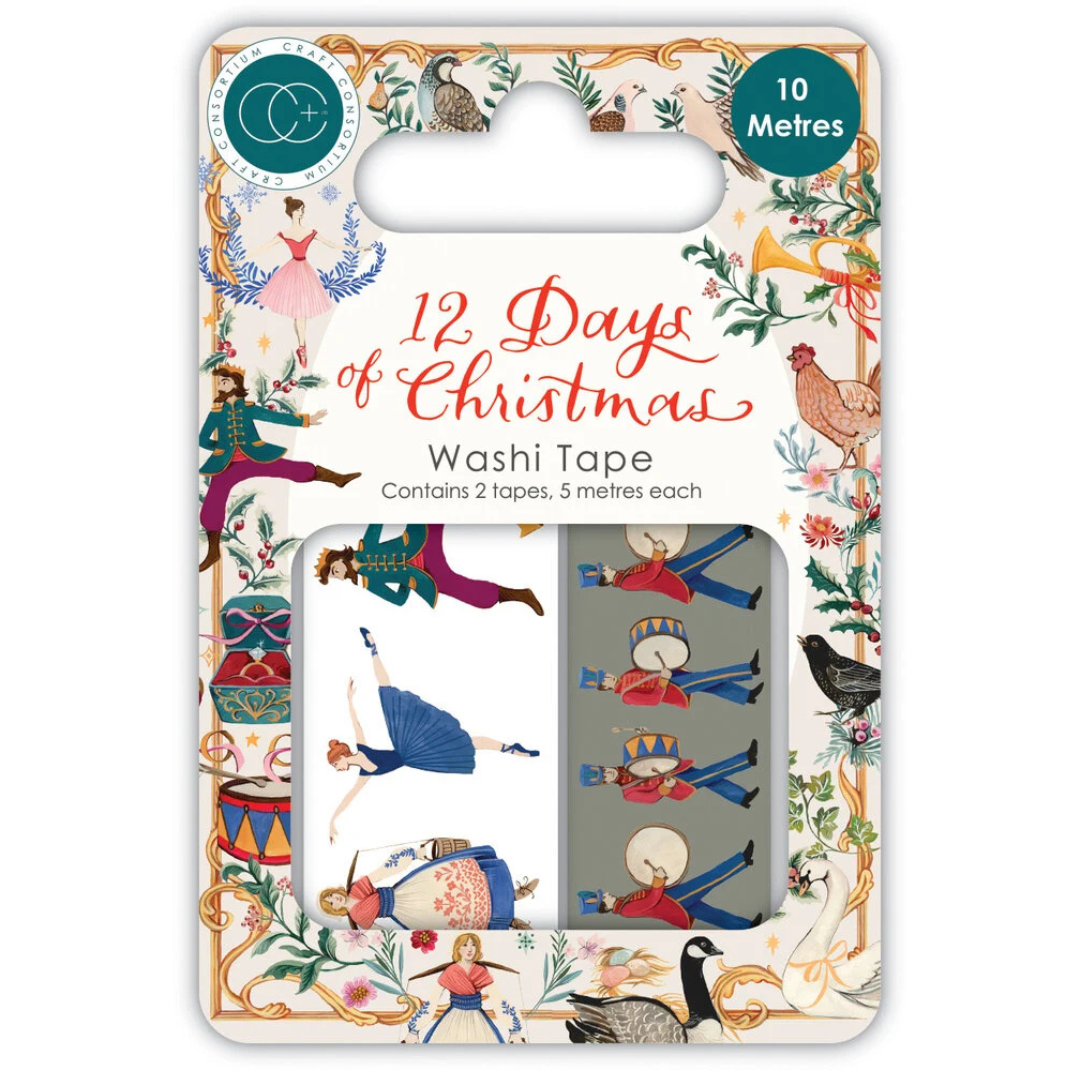 Craft Consortium 12 Days of Christmas Washi Tape - Set of 2 5m Tapes