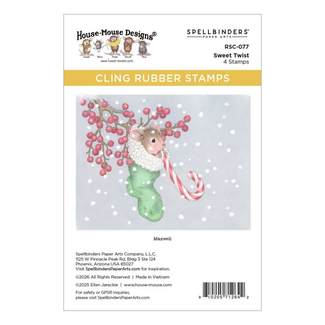 House-Mouse Holiday Dreams Sweet Twist Cling Rubber Stamp Set - 4 Stamps