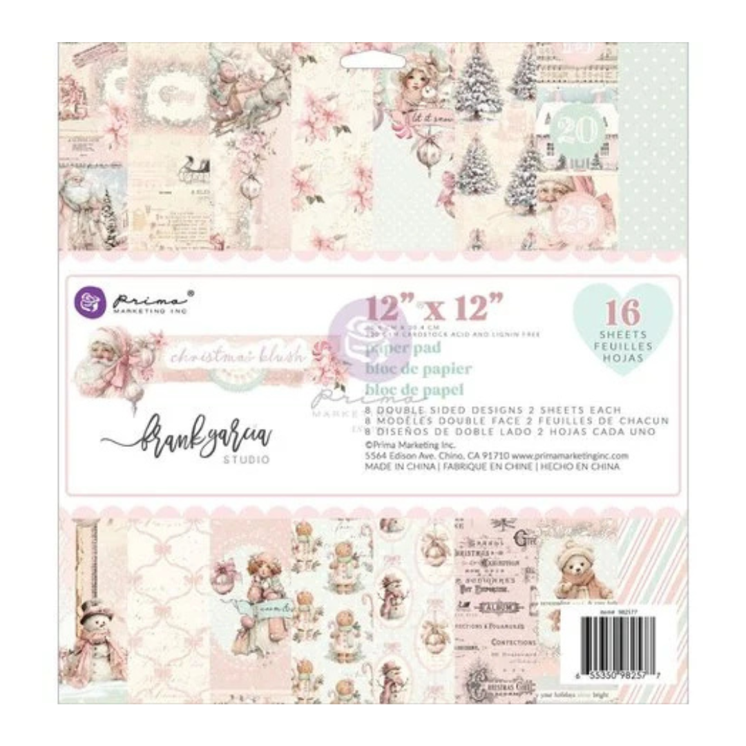 Prima Christmas Blush 12x12 Inch Paper Pad by Frank Garcia - 16 Sheets