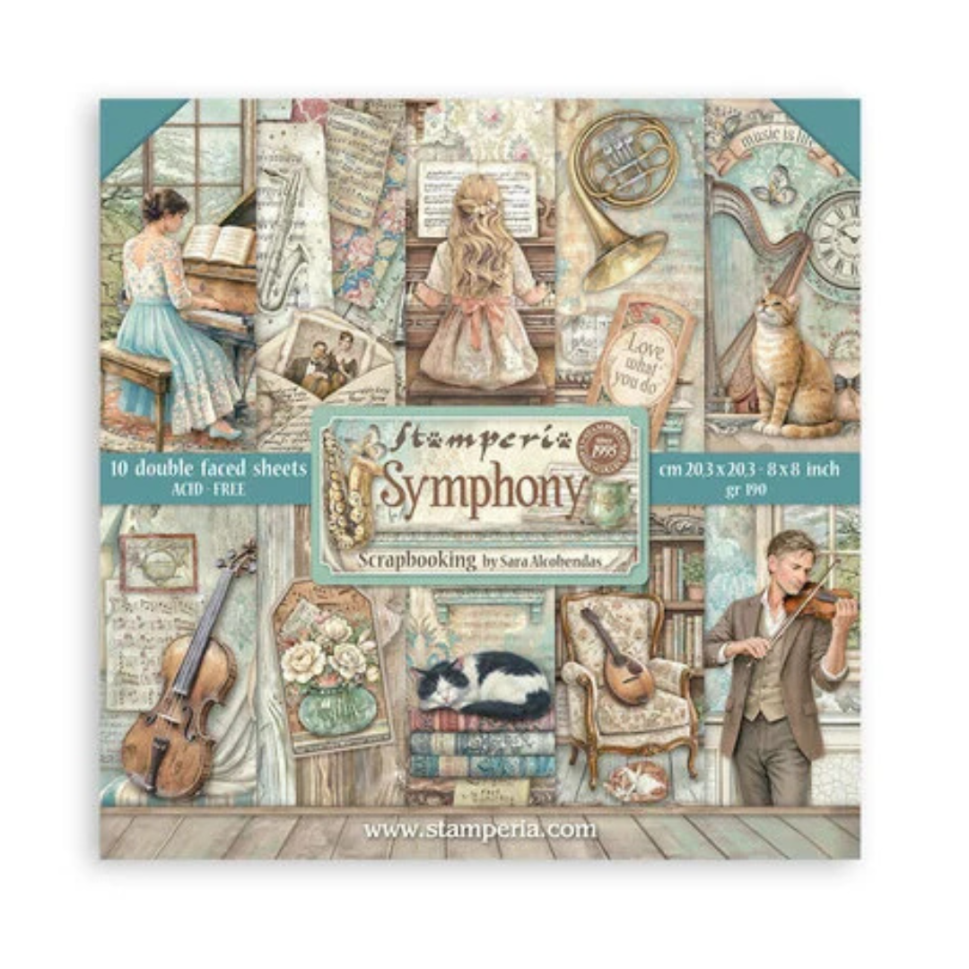 Stamperia Symphony 8x8" Paper Pack by Sara Alcobendas