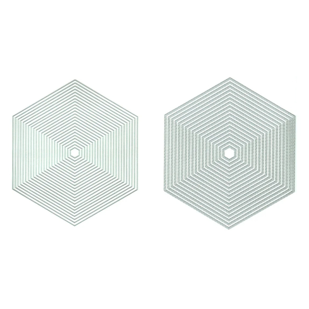 Presscut BOGOF Plain & Stitch Dot Hexagons Die Cuts - 41 Dies