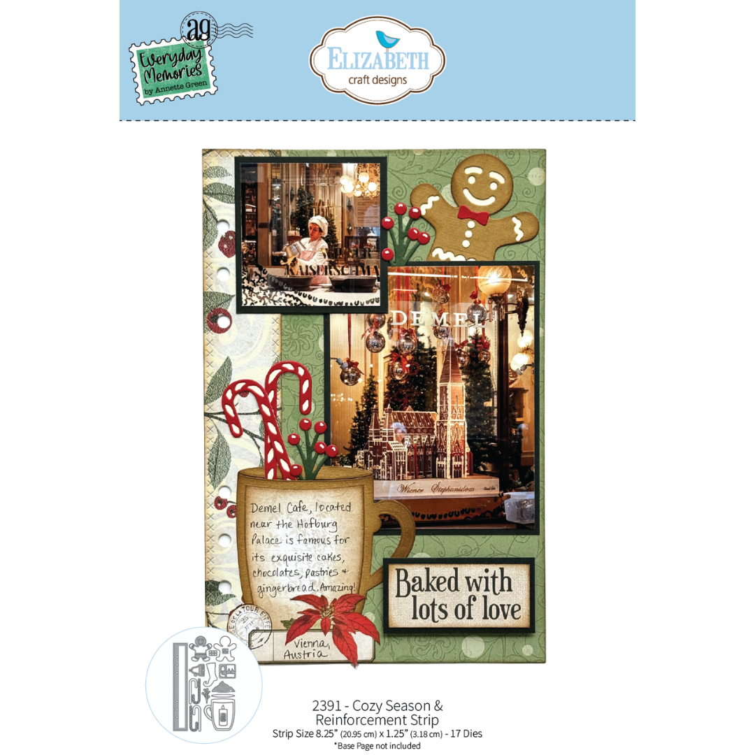 Elizabeth Craft Designs Cozy Season & Reinforcement Strip Die Set - 17 Dies