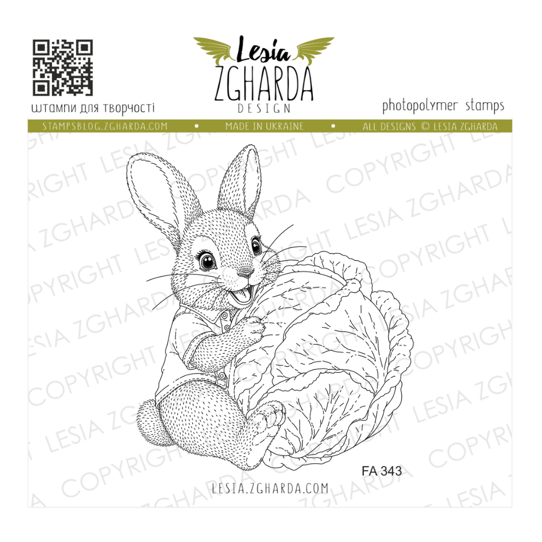 Lesia Zgharda Happy Bunny with a Cabbage Stamp