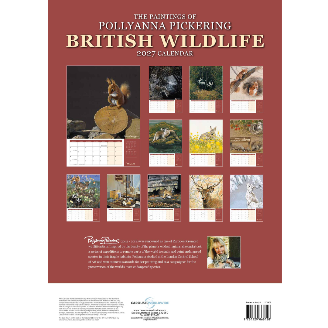 Pollyanna Pickering British Wildlife 2027 Fine Art Calendar