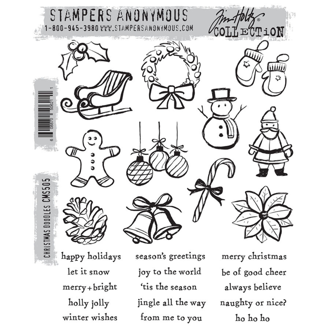 Tim Holtz Stampers Anonymous Christmas Doodles stamp set - 27 Stamps