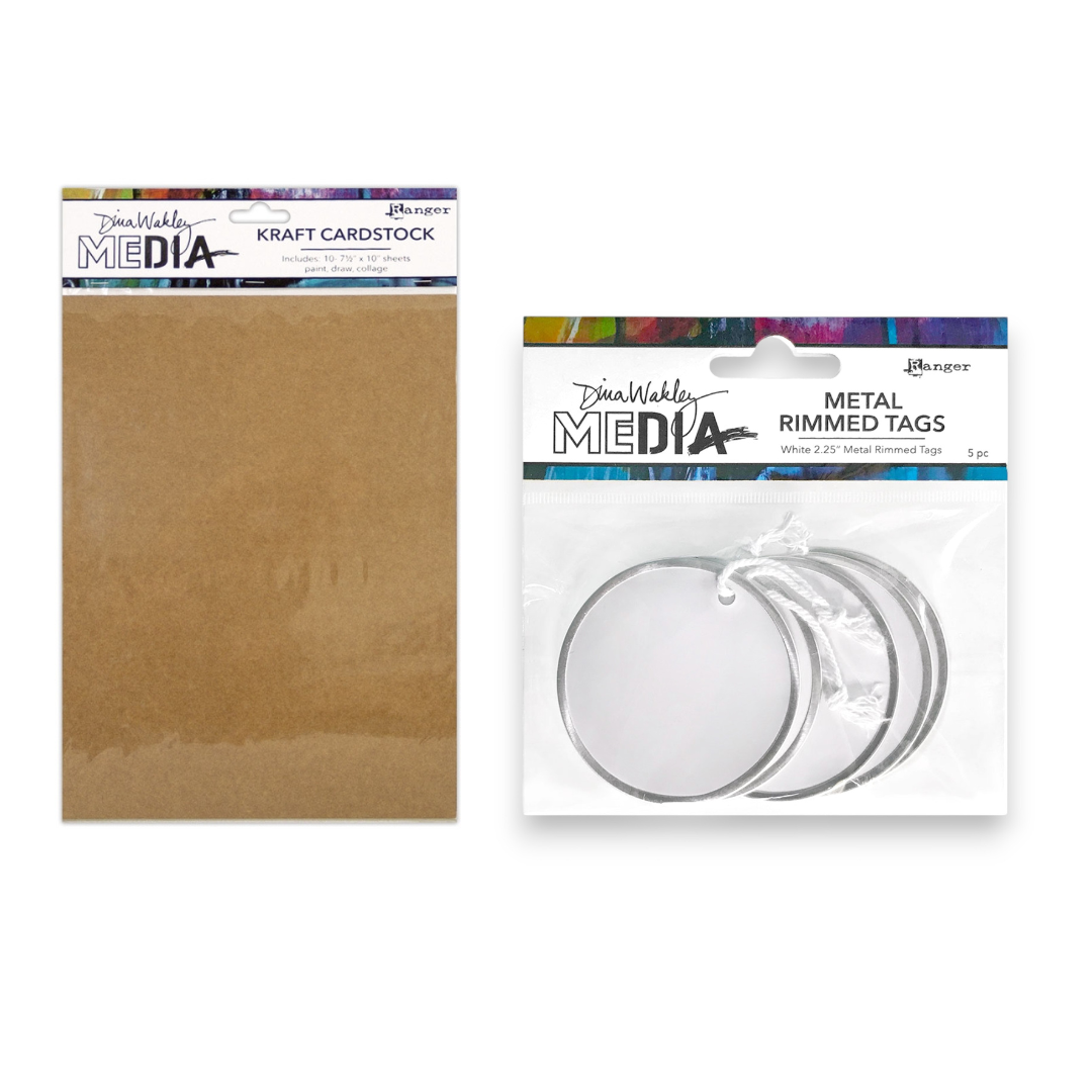 Dina Wakley MEdia Kraft & Rimmed Tags Set
