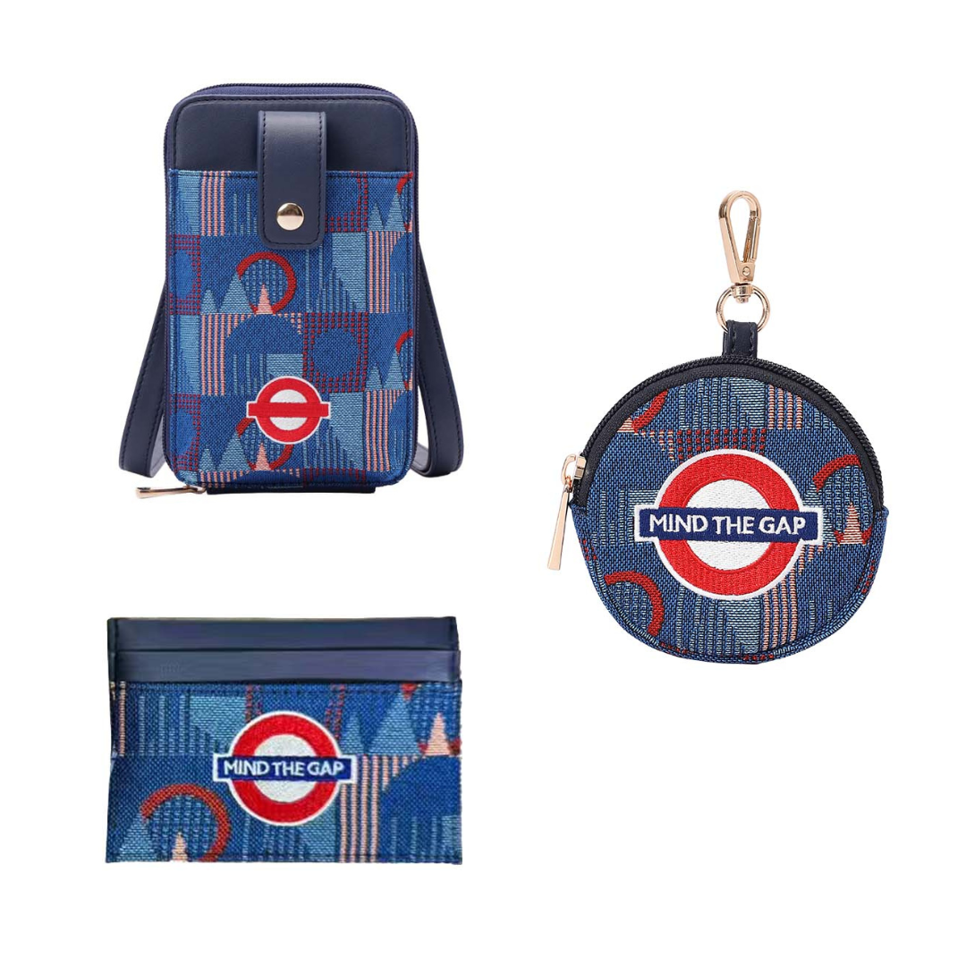 Signare London Phone Bag with Card Holder Purse & Bubble Purse TFL Mind The Gap