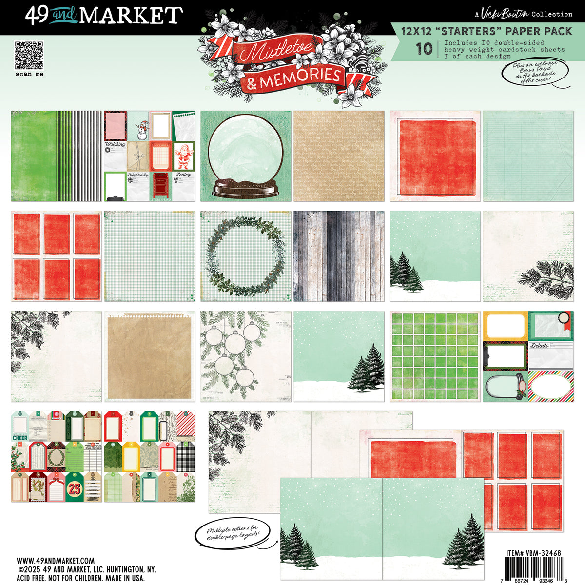 49 & Market Mistletoe and Memories Collection 12" x 12" Paper Pad