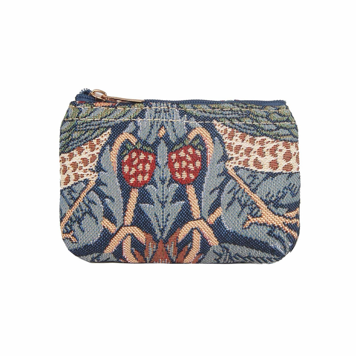 Signare Tapestry William Morris Strawberry Thief Blue Foldaway Bag with Zip Purse