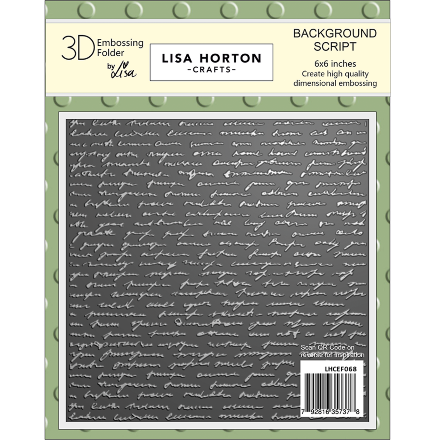 Lisa Horton Crafts Background Script 6" x 6" 3D Embossing Folder