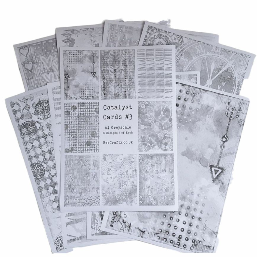Bee Crafty Catalyst 8 A4 Greyscale Cards - #3