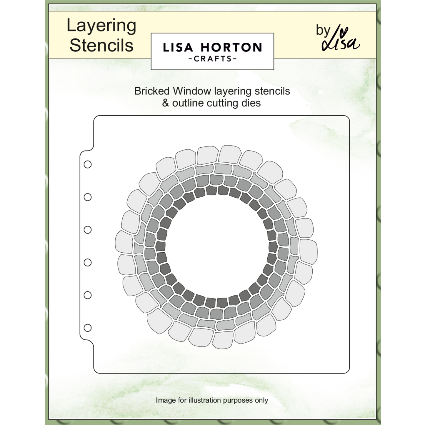 Lisa Horton Crafts Bricked Window 6" x 6" 3D Embossing Folder, Layering Stencils with Die
