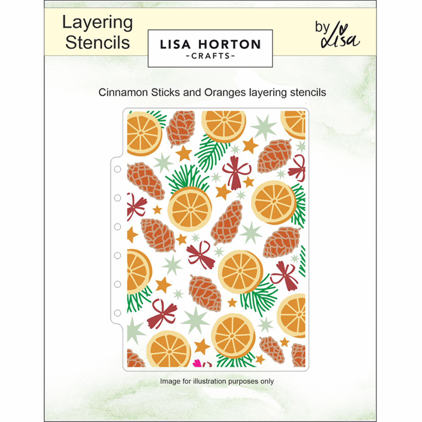 Lisa Horton Crafts Cinnamon Sticks and Oranges 5" x 7" Layering Stencils